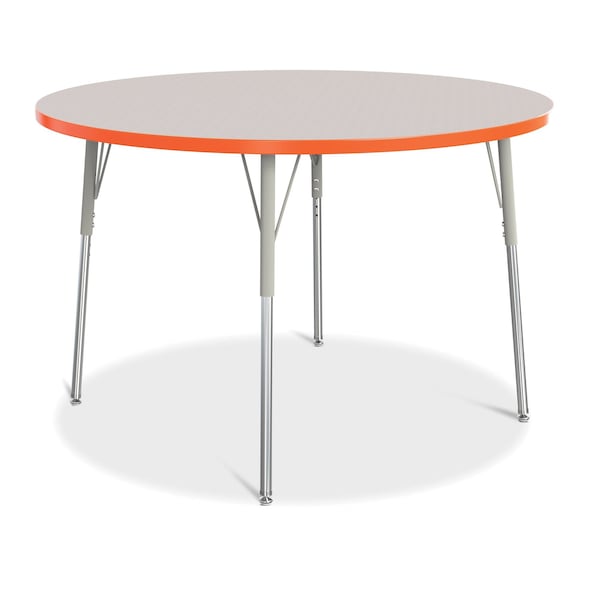 Jonti-Craft Berries Round Activity Table, 48 in. Diameter, A-height, Freckled Gray/Orange/Gray 6433JCA114 - main